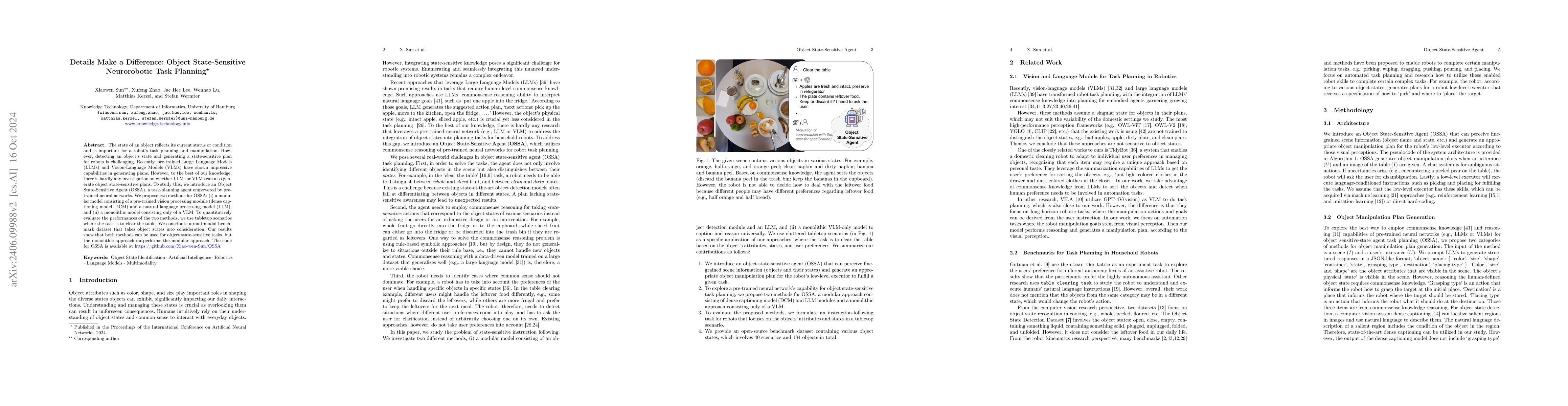 Thumbnail for Details Make a Difference: Object State-Sensitive Neurorobotic Task
  Planning