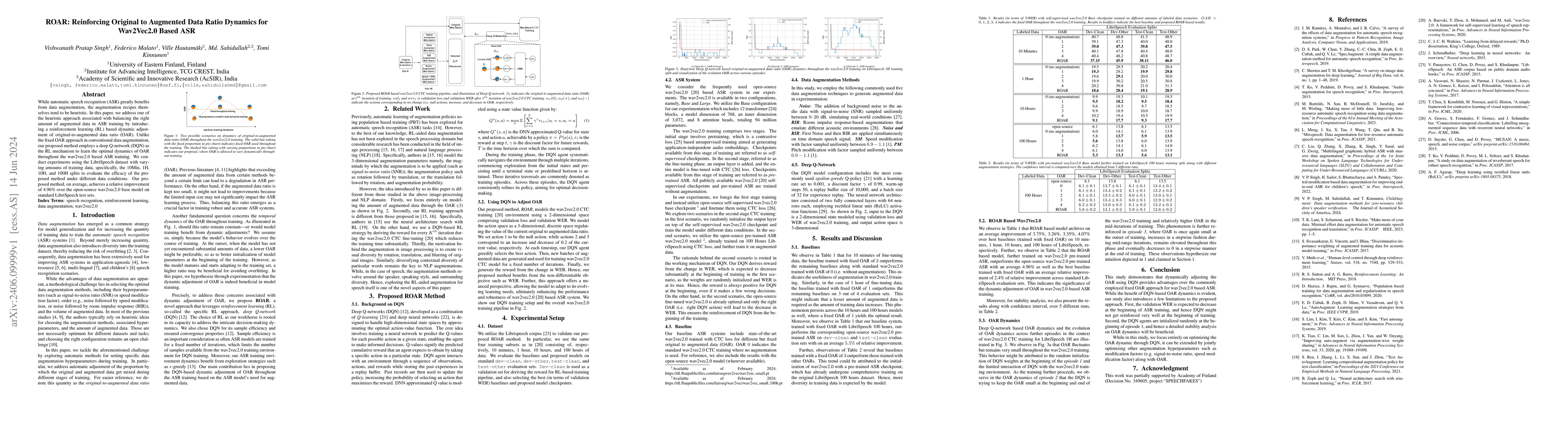 Thumbnail for ROAR: Reinforcing Original to Augmented Data Ratio Dynamics for
  Wav2Vec2.0 Based ASR