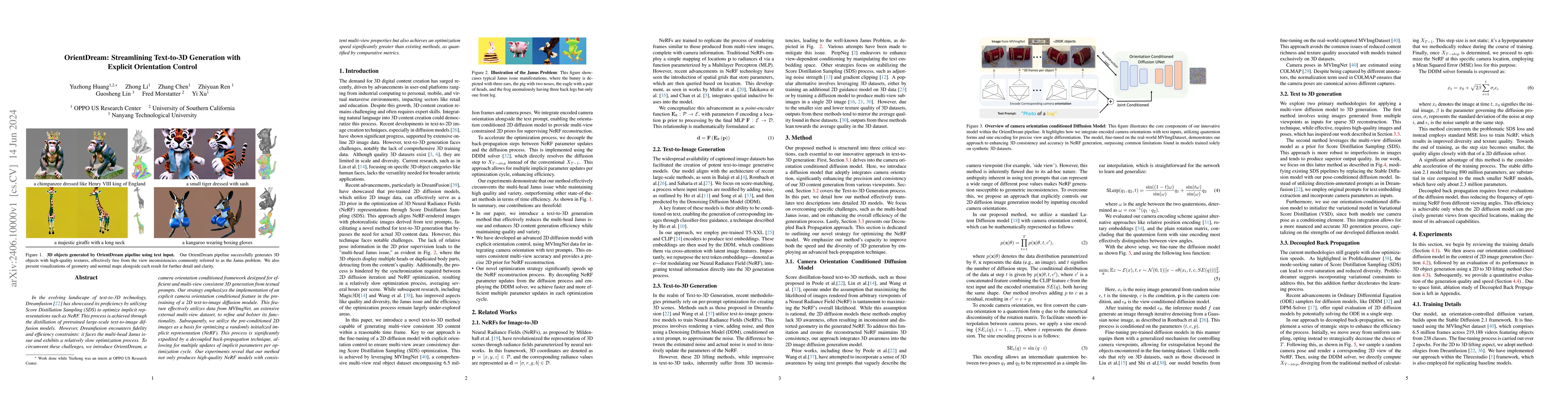Thumbnail for OrientDream: Streamlining Text-to-3D Generation with Explicit
  Orientation Control