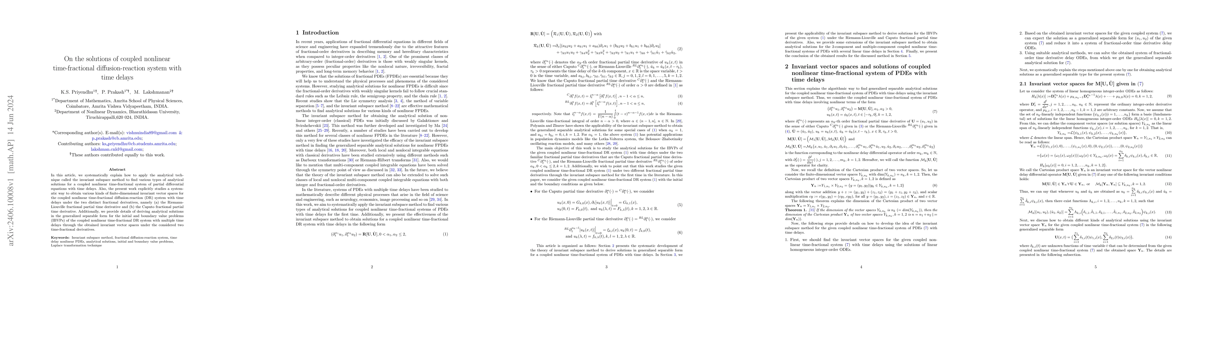 Thumbnail for On the solutions of coupled nonlinear time-fractional diffusion-reaction
  system with time delays