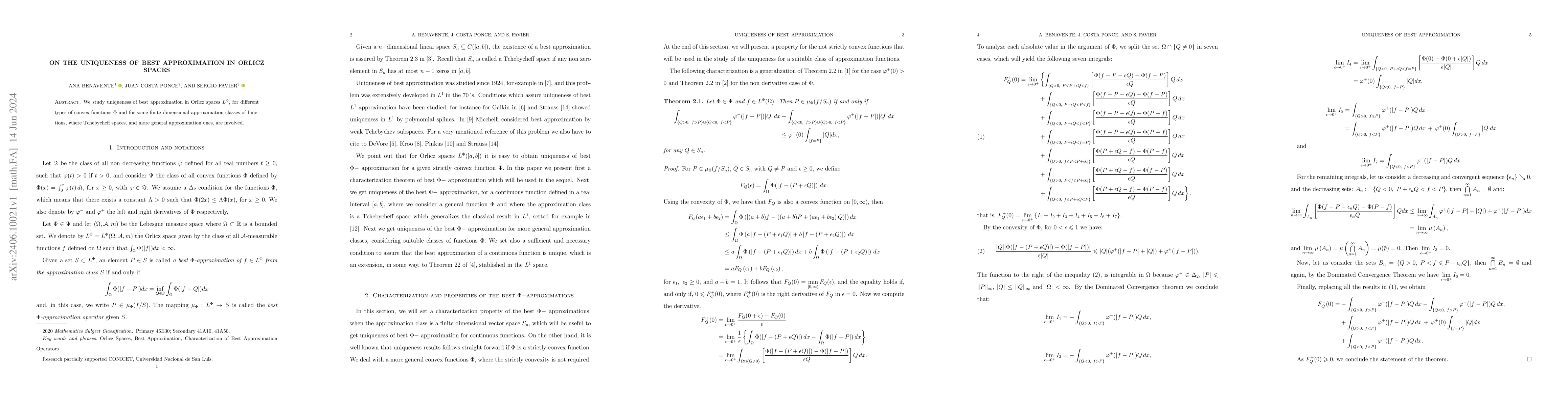 Thumbnail for On the uniqueness of best approximation in Orlicz spaces