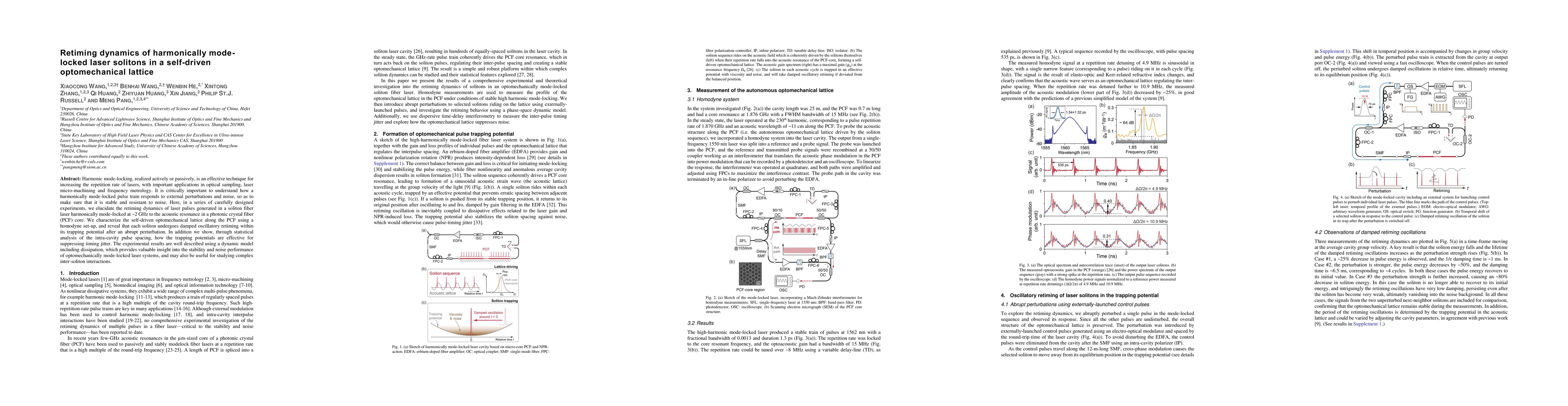 Thumbnail for Retiming dynamics of harmonically modelocked laser solitons in a
  self-driven optomechanical lattice