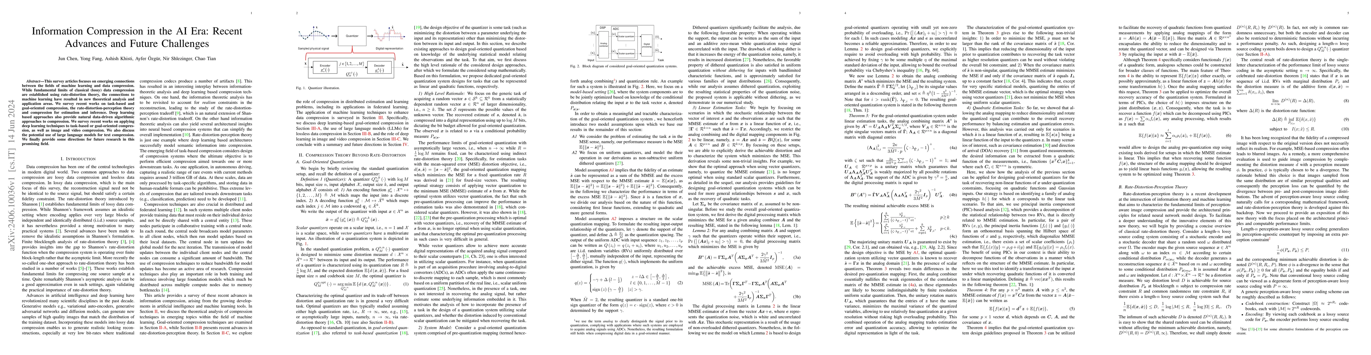 Thumbnail for Information Compression in the AI Era: Recent Advances and Future
  Challenges