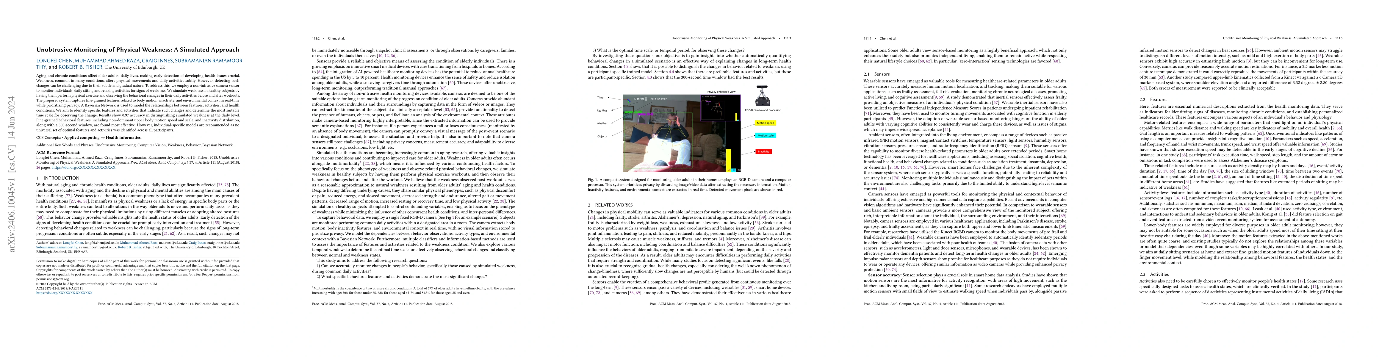 Thumbnail for Unobtrusive Monitoring of Physical Weakness: A Simulated Approach