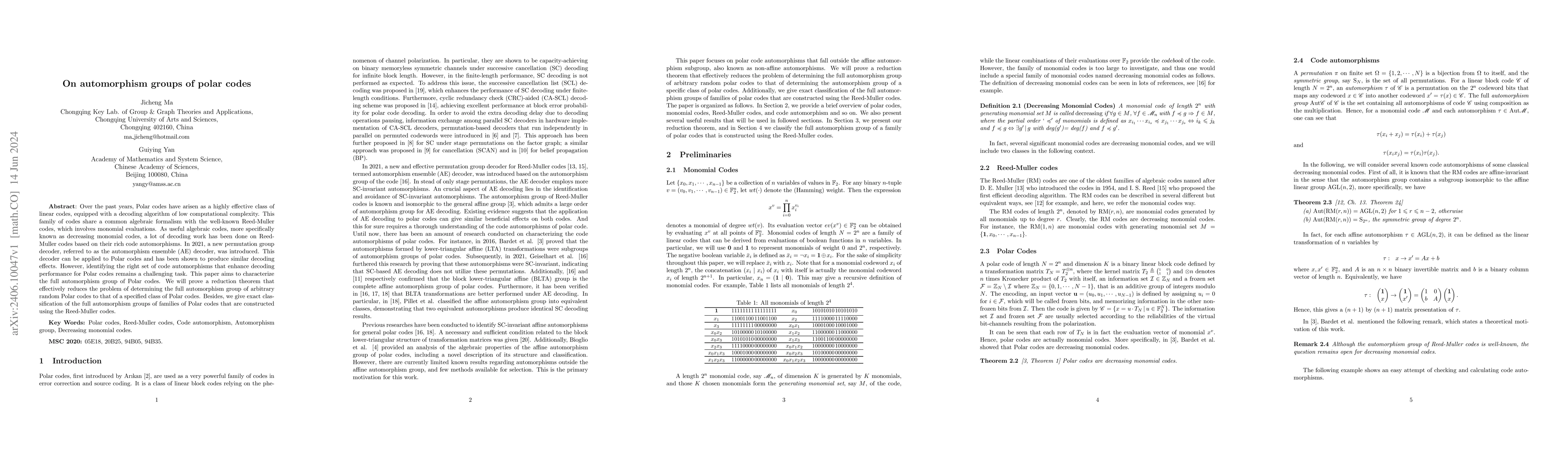 Thumbnail for On automorphism groups of polar codes
