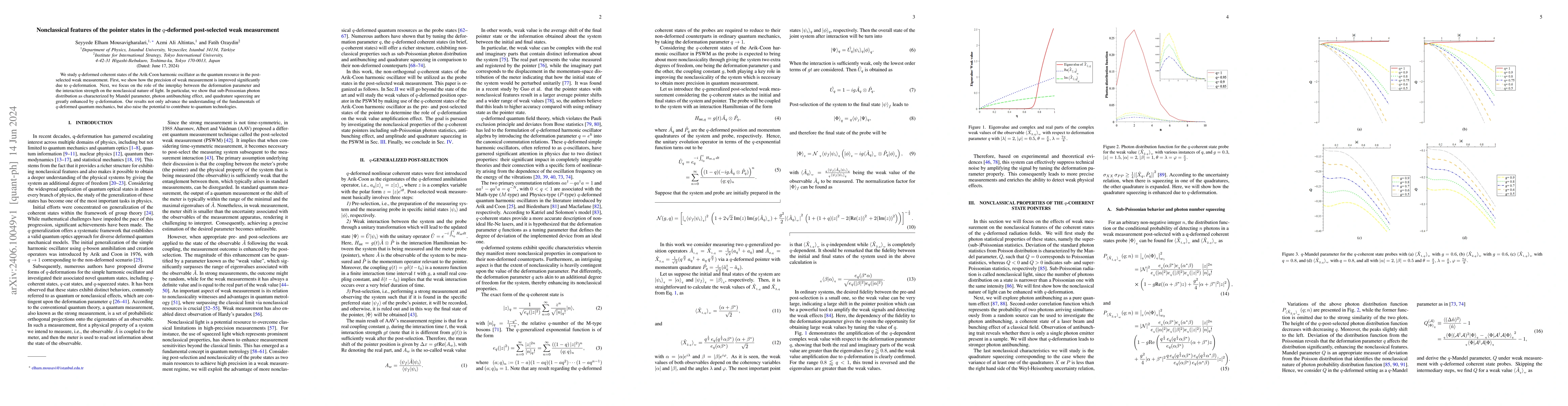Thumbnail for Nonclassical features of the pointer states in the $q$-deformed
  post-selected weak measurement