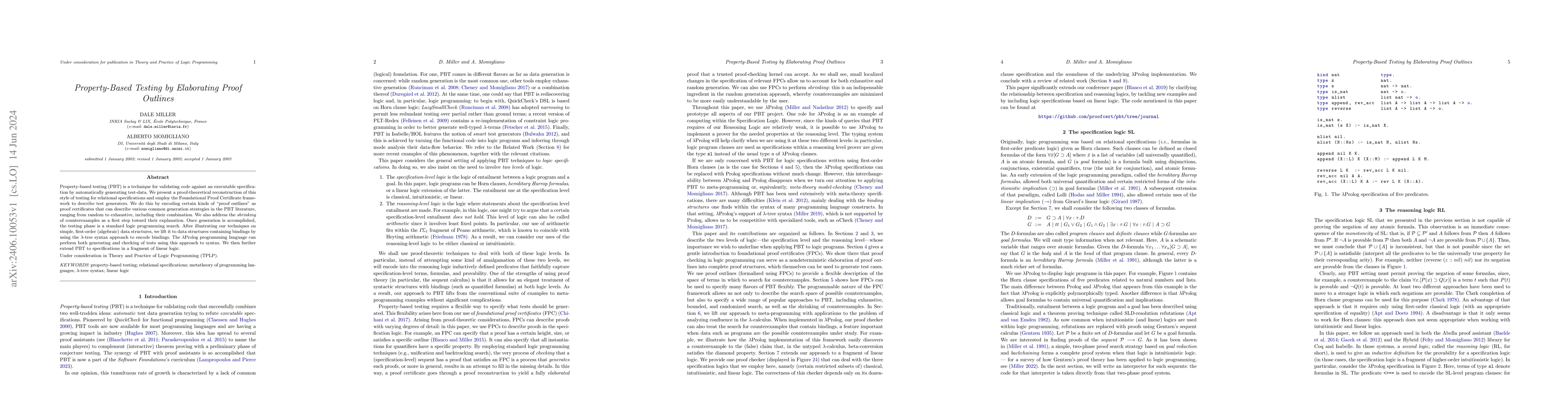 Thumbnail for Property-Based Testing by Elaborating Proof Outlines