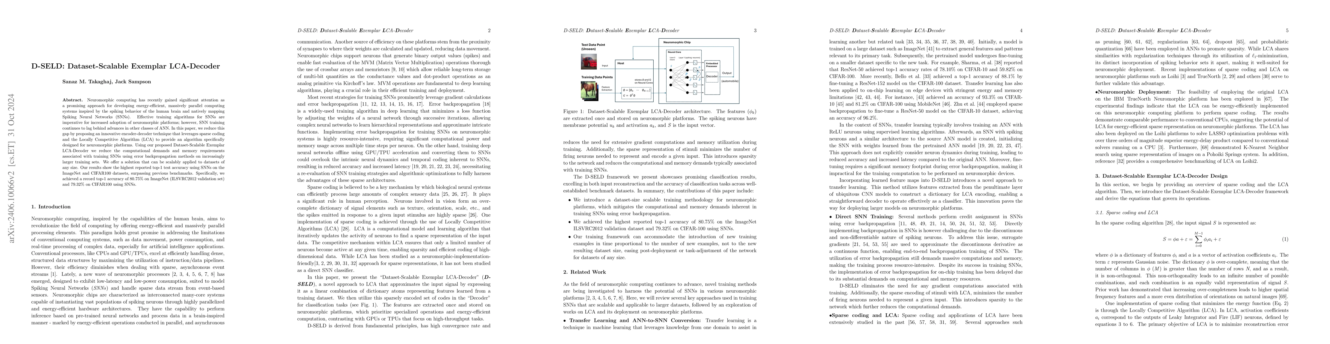 Thumbnail for Exemplar LCA-Decoder: A Scalable Framework for On-Chip Learning