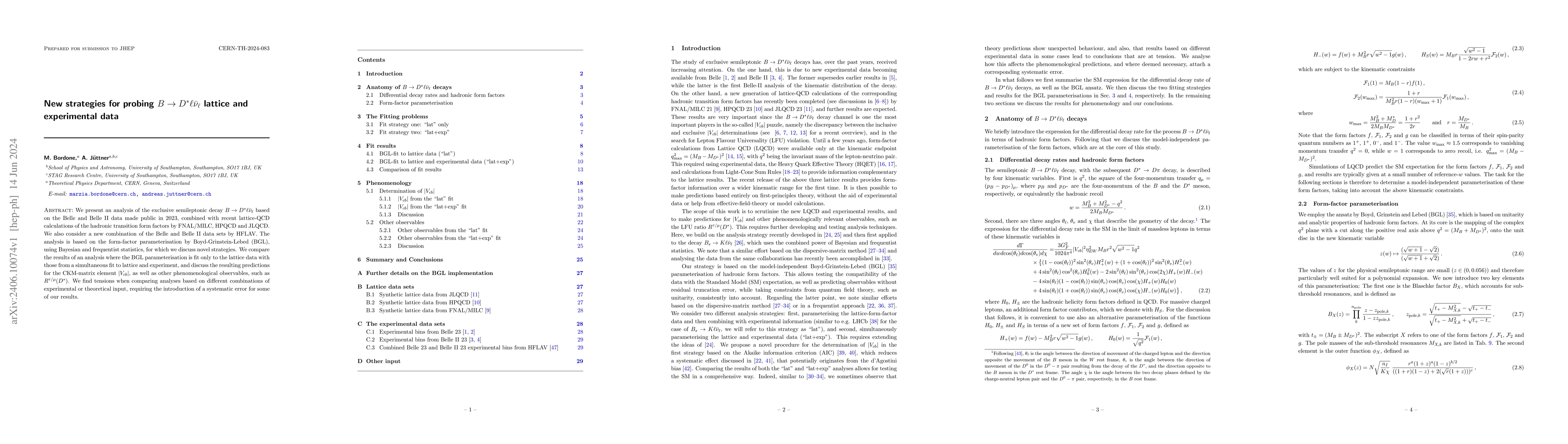 Thumbnail for New strategies for probing $B\to D^\ast \ell\bar\nu_\ell$ lattice and
  experimental data