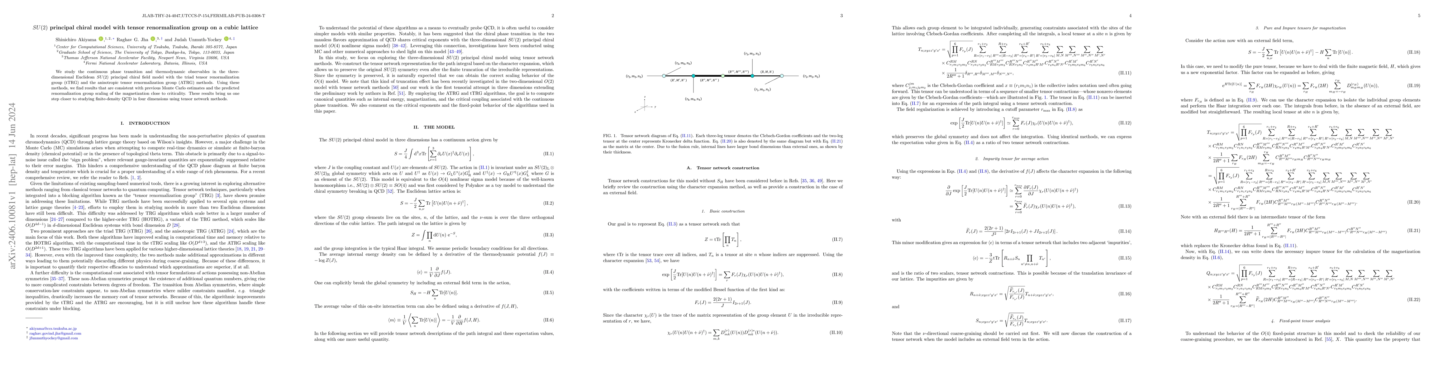 Thumbnail for $SU(2)$ principal chiral model with tensor renormalization group on a
  cubic lattice
