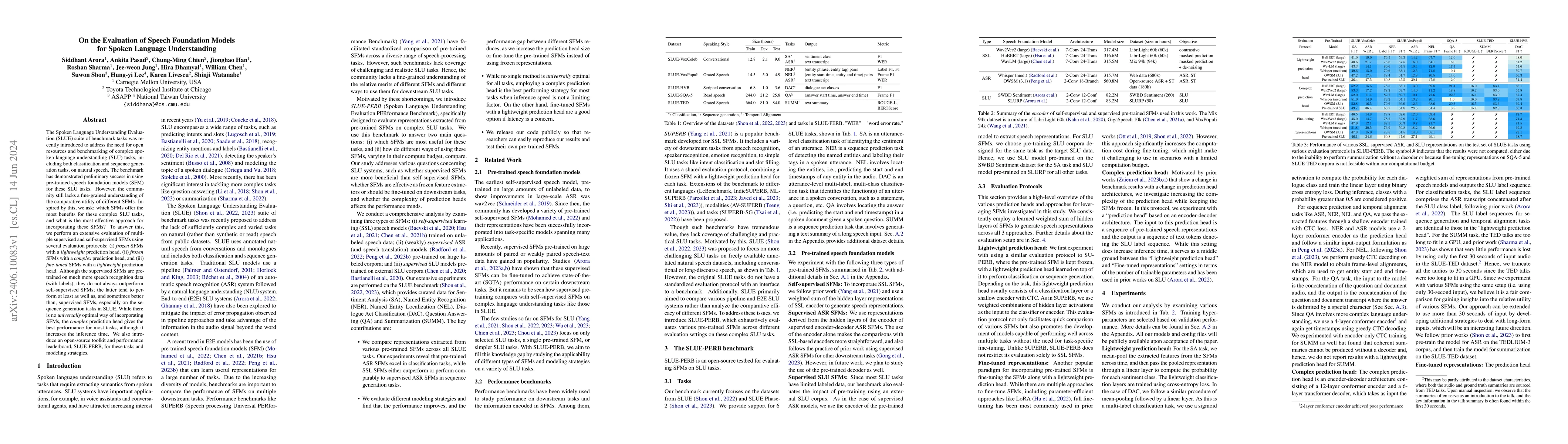 Thumbnail for On the Evaluation of Speech Foundation Models for Spoken Language
  Understanding