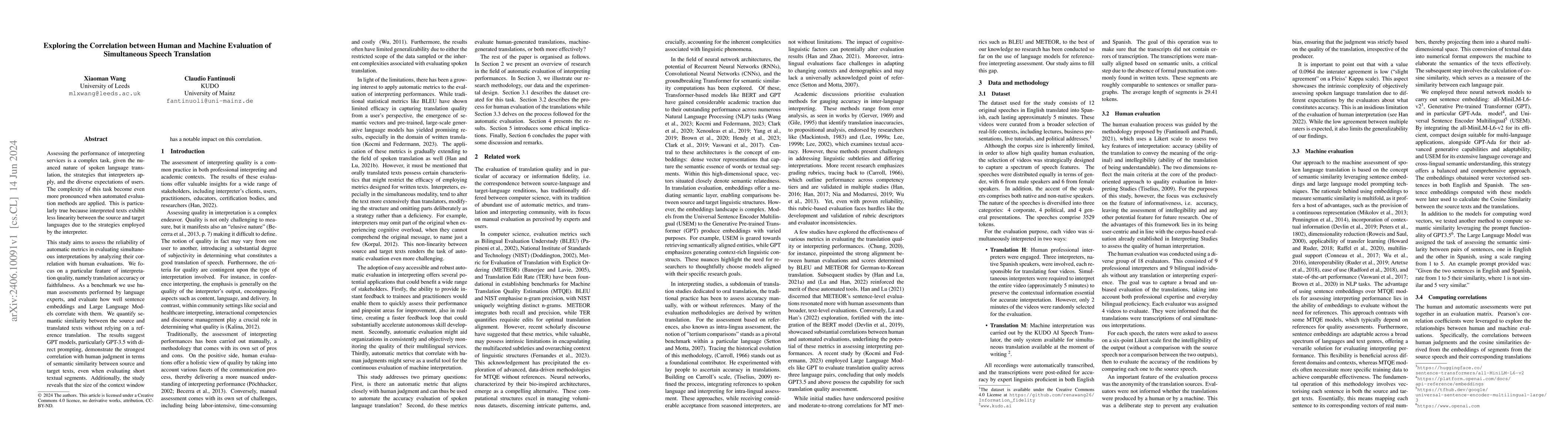 Thumbnail for Exploring the Correlation between Human and Machine Evaluation of
  Simultaneous Speech Translation