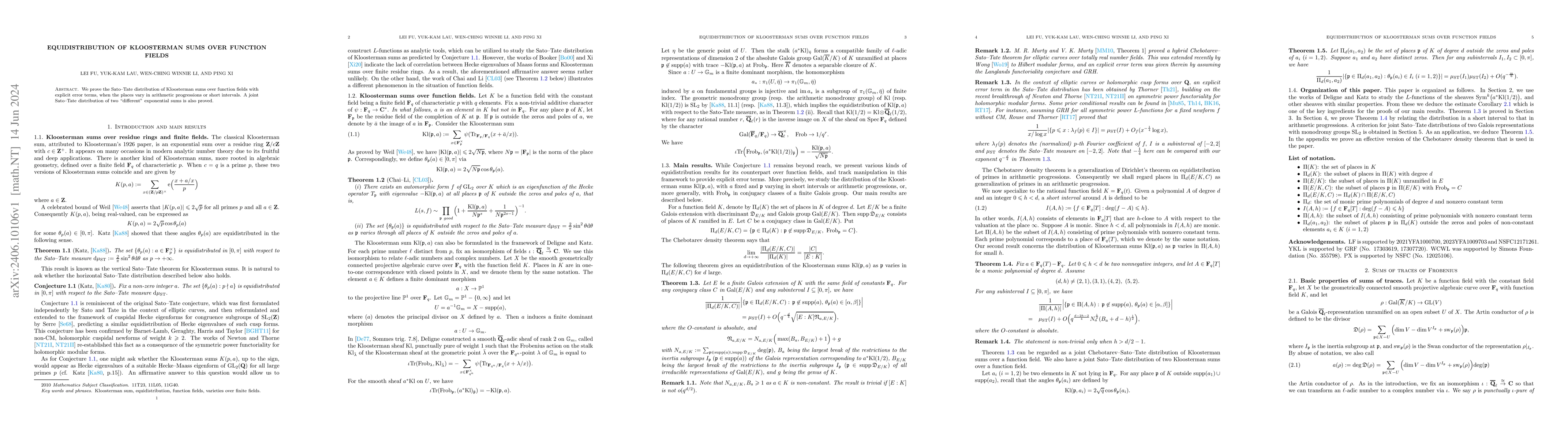 Thumbnail for Equidistribution of Kloosterman sums over function fields