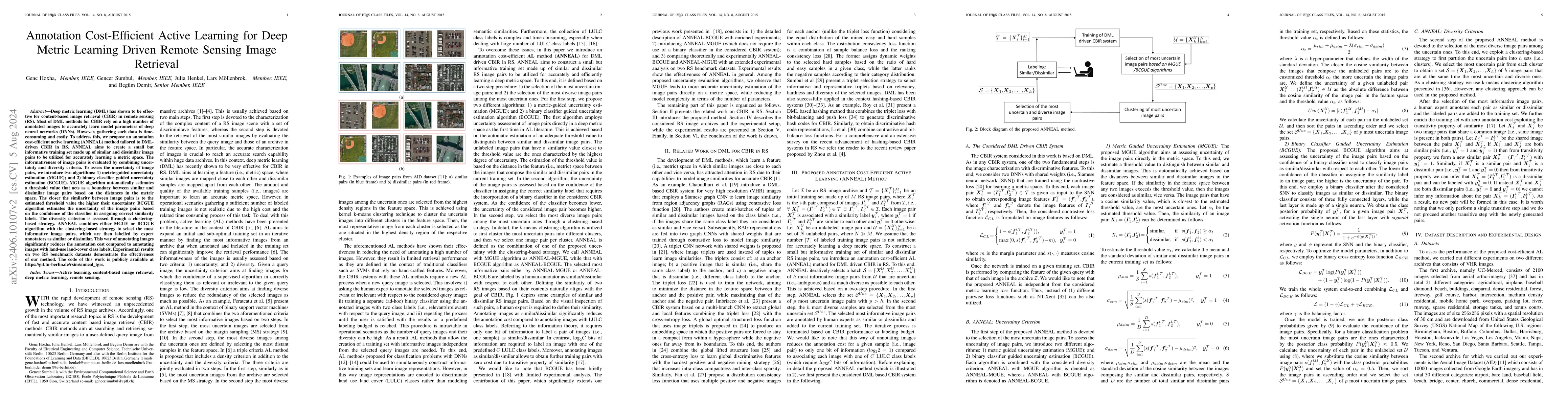 Thumbnail for Annotation Cost-Efficient Active Learning for Deep Metric Learning
  Driven Remote Sensing Image Retrieval