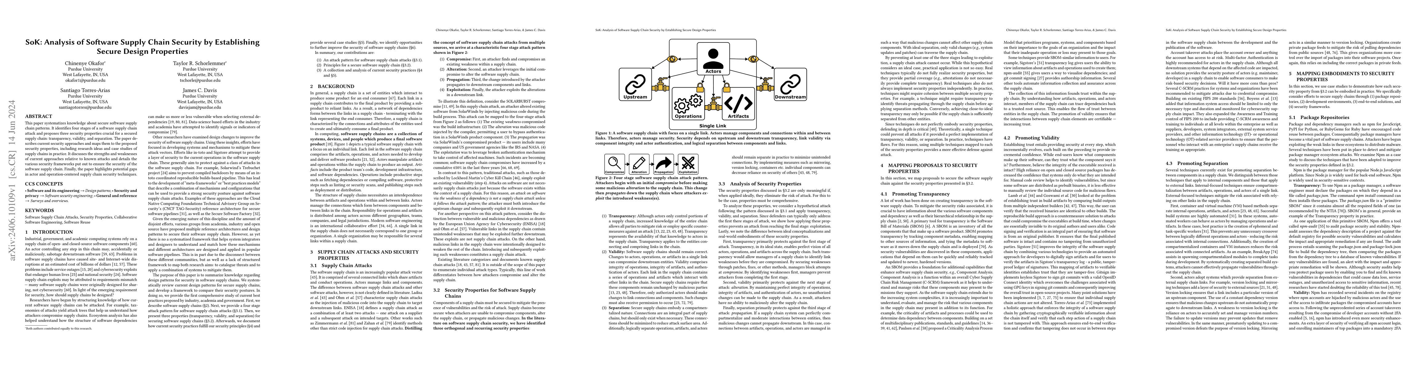 Thumbnail for SoK: Analysis of Software Supply Chain Security by Establishing Secure
  Design Properties