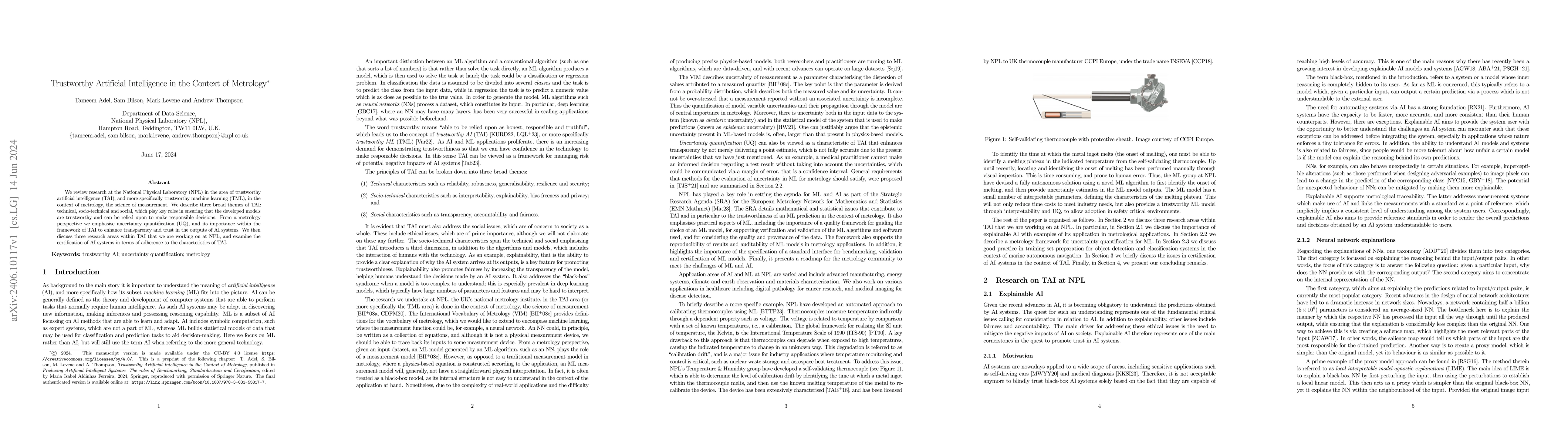 Thumbnail for Trustworthy Artificial Intelligence in the Context of Metrology