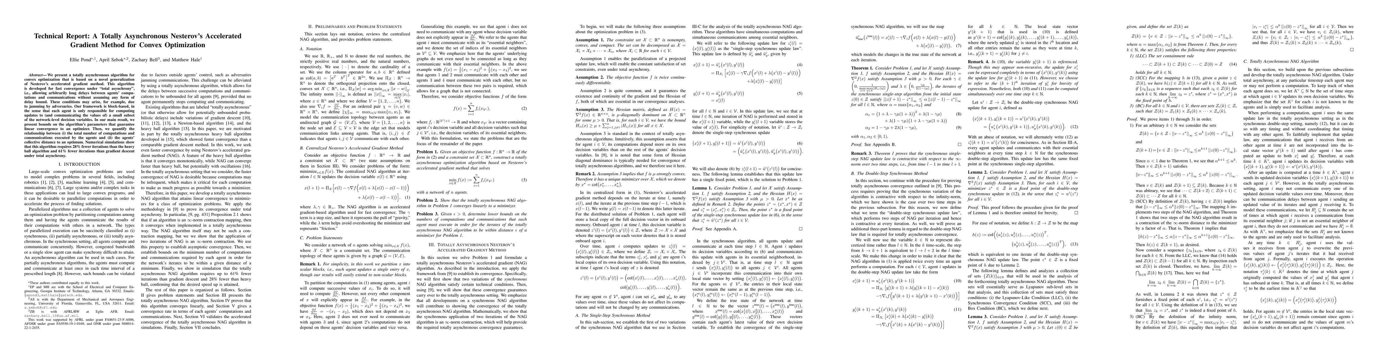 Thumbnail for Technical Report: A Totally Asynchronous Nesterov's Accelerated Gradient
  Method for Convex Optimization