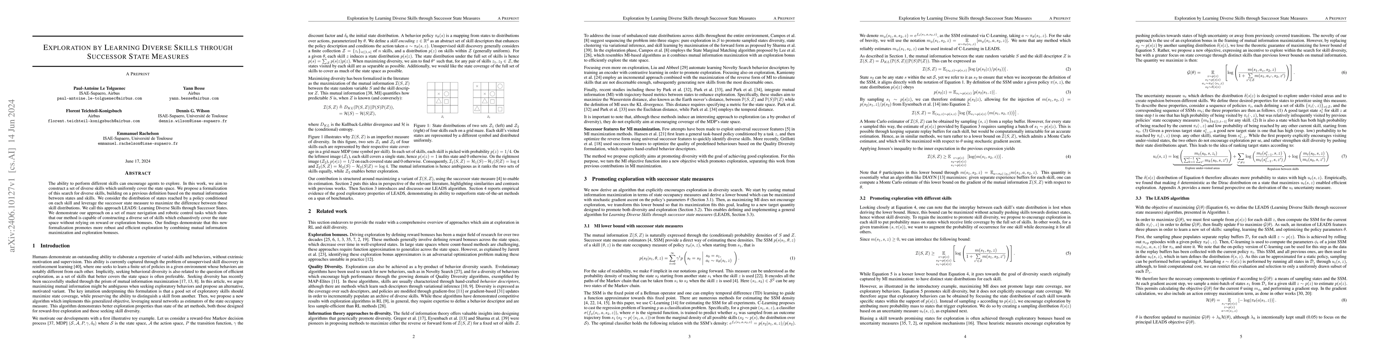 Thumbnail for Exploration by Learning Diverse Skills through Successor State Measures