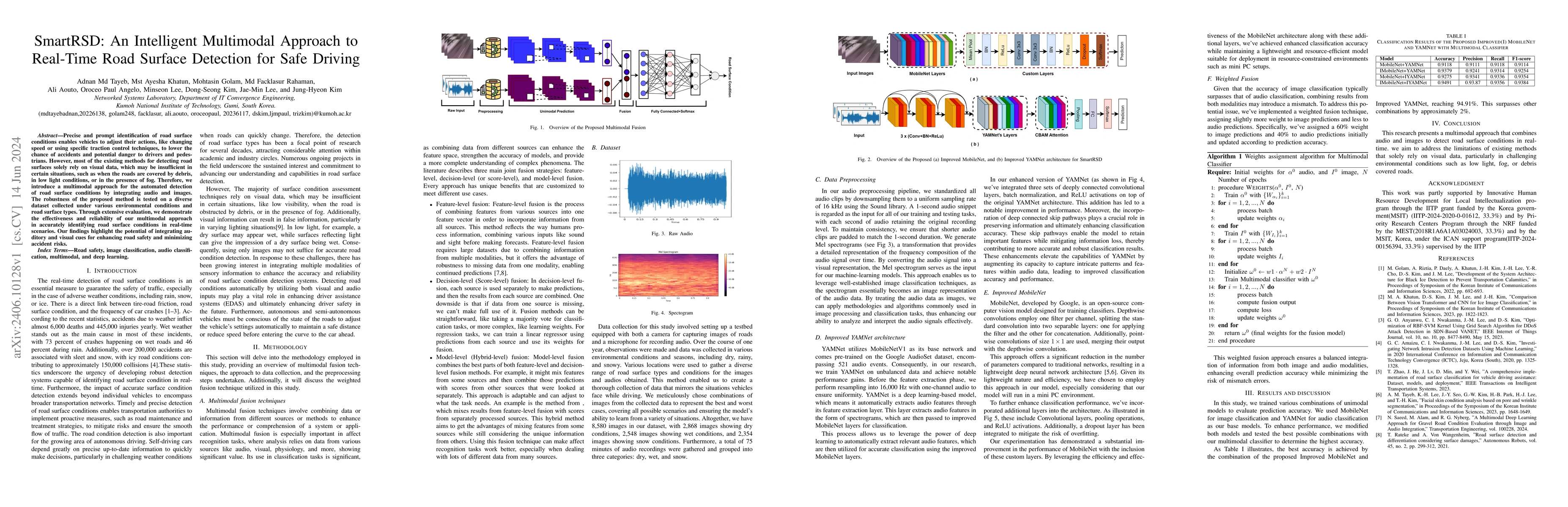 Thumbnail for SmartRSD: An Intelligent Multimodal Approach to Real-Time Road Surface
  Detection for Safe Driving