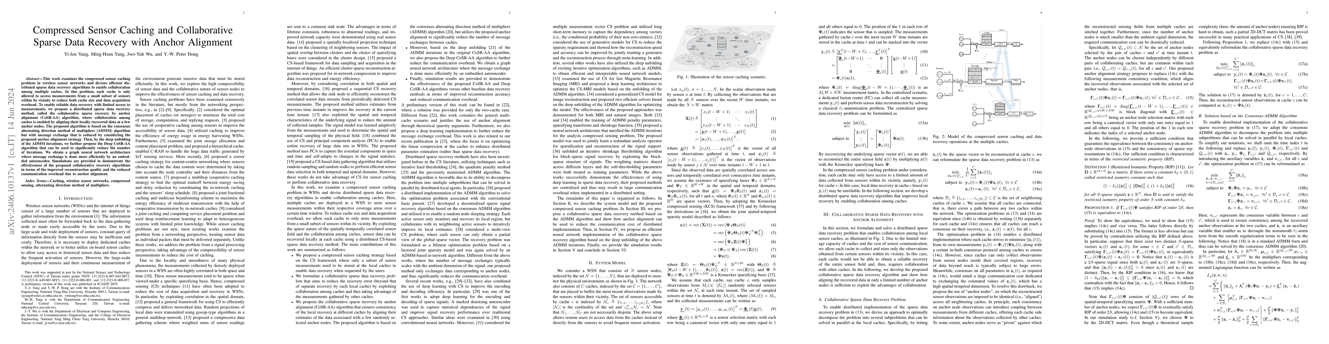 Thumbnail for Compressed Sensor Caching and Collaborative Sparse Data Recovery with
  Anchor Alignment