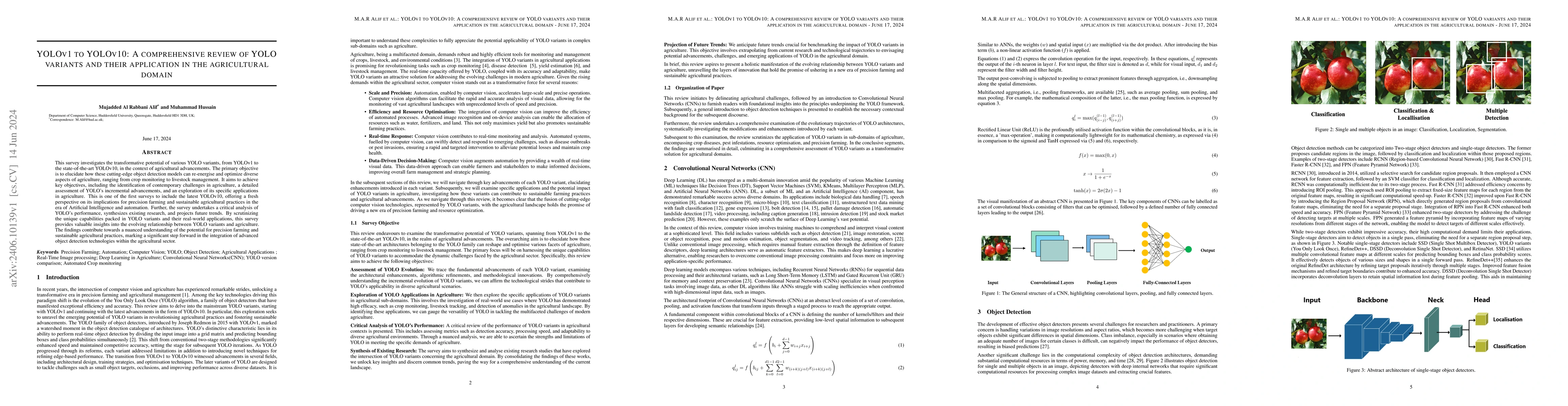 Thumbnail for YOLOv1 to YOLOv10: A comprehensive review of YOLO variants and their
  application in the agricultural domain