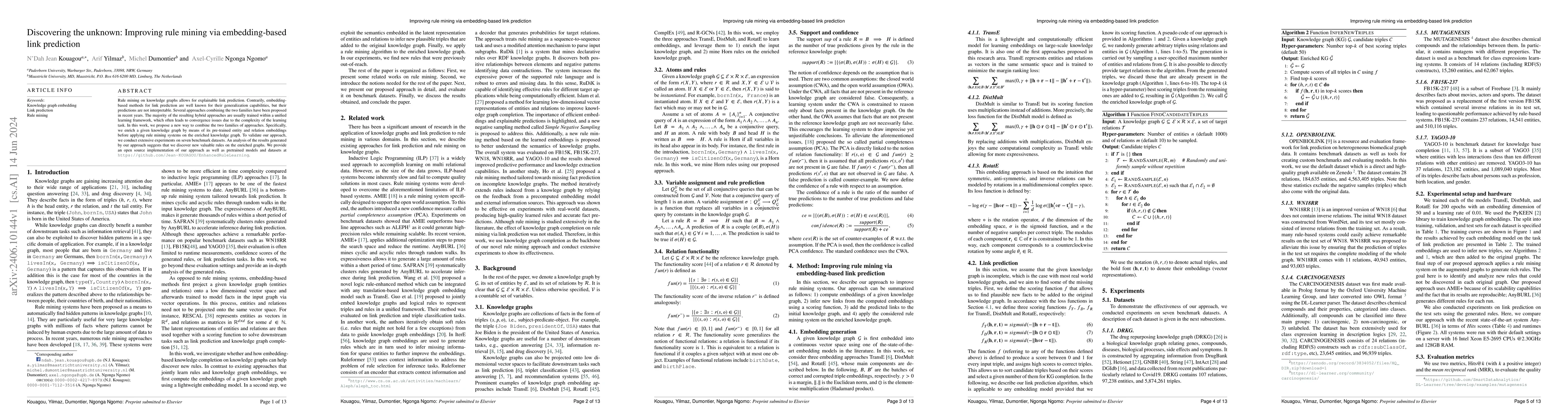 Thumbnail for Improving rule mining via embedding-based link prediction