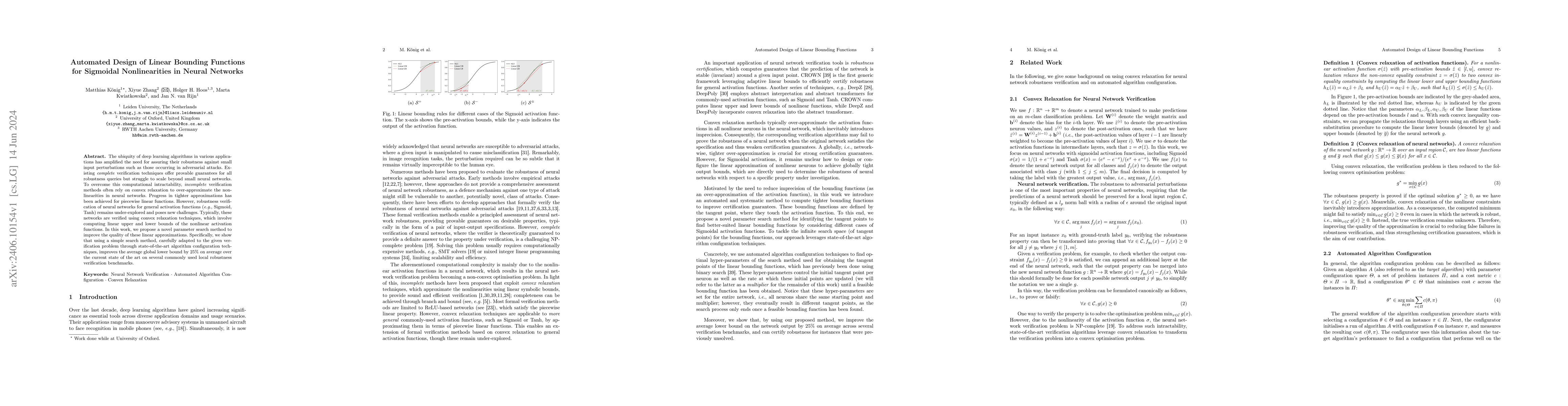 Thumbnail for Automated Design of Linear Bounding Functions for Sigmoidal
  Nonlinearities in Neural Networks