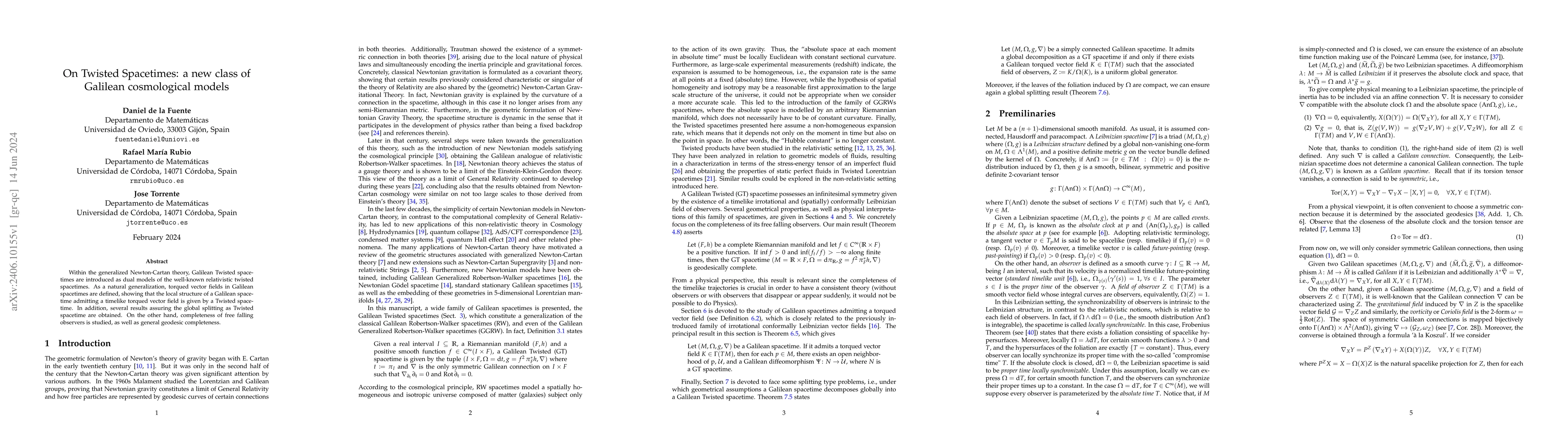 Thumbnail for On Twisted Spacetimes: a new class of Galilean cosmological models
