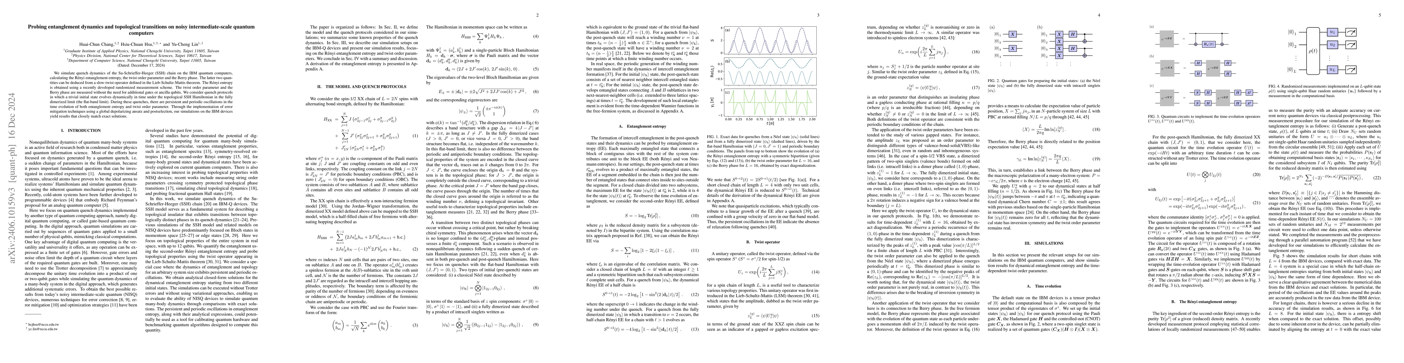 Thumbnail for Probing entanglement dynamics and topological transitions on noisy
  intermediate-scale quantum computers
