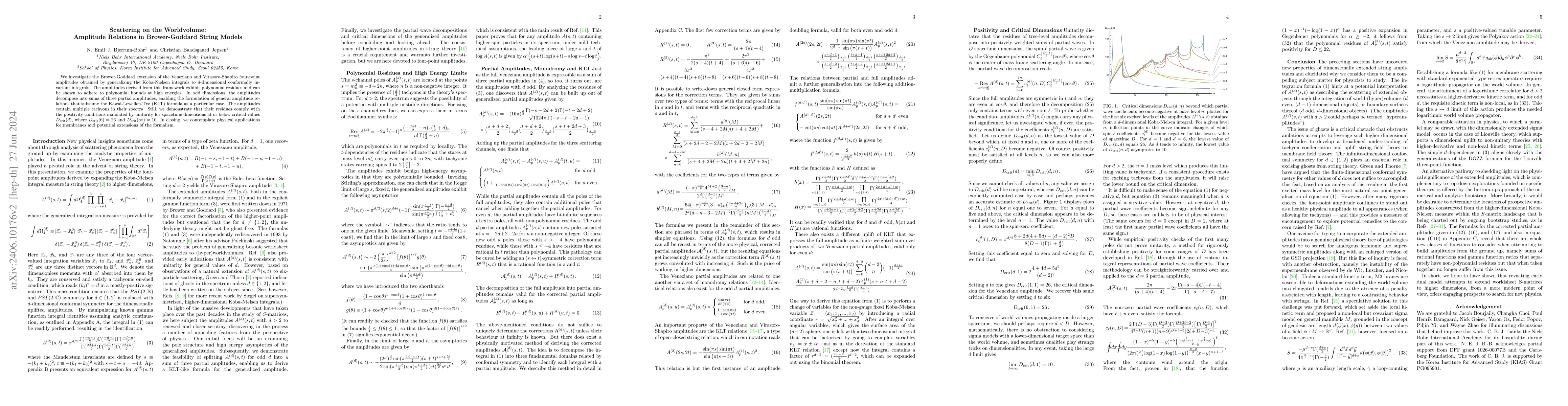 Thumbnail for Scattering on the Worldvolume: Amplitude Relations in Brower-Goddard
  String Models