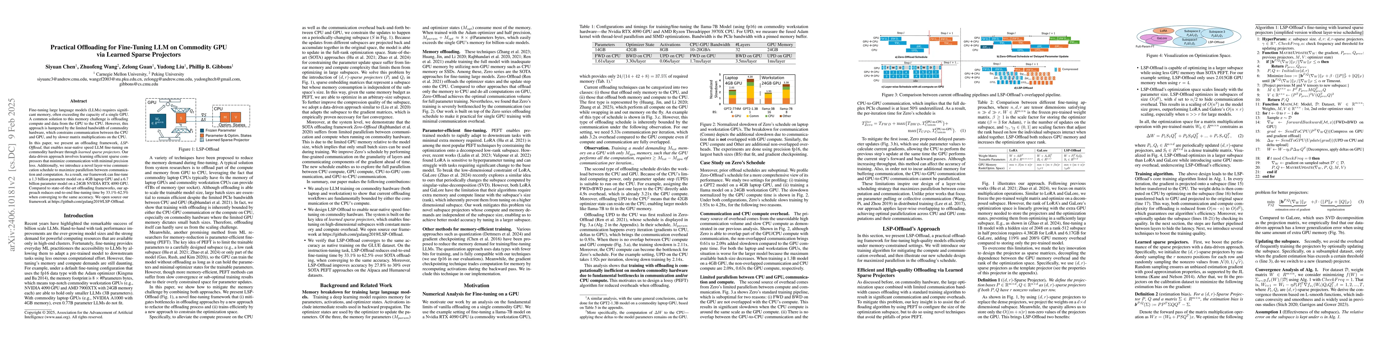 Thumbnail for Practical offloading for fine-tuning LLM on commodity GPU via learned
  subspace projectors