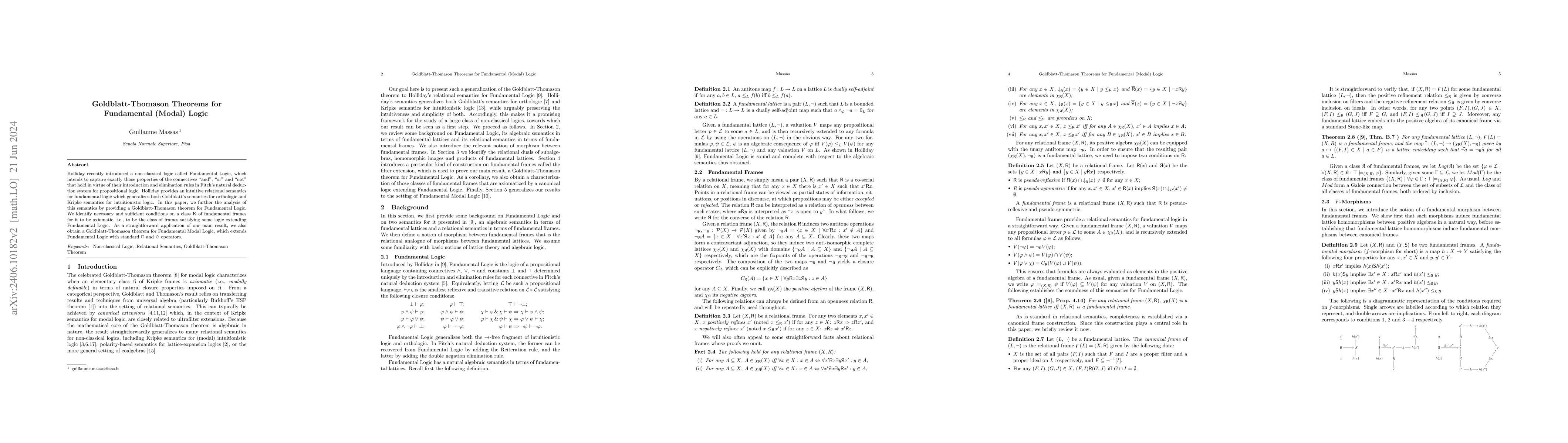 Thumbnail for Goldblat-Thomason Theorems for Fundamental (Modal) Logic