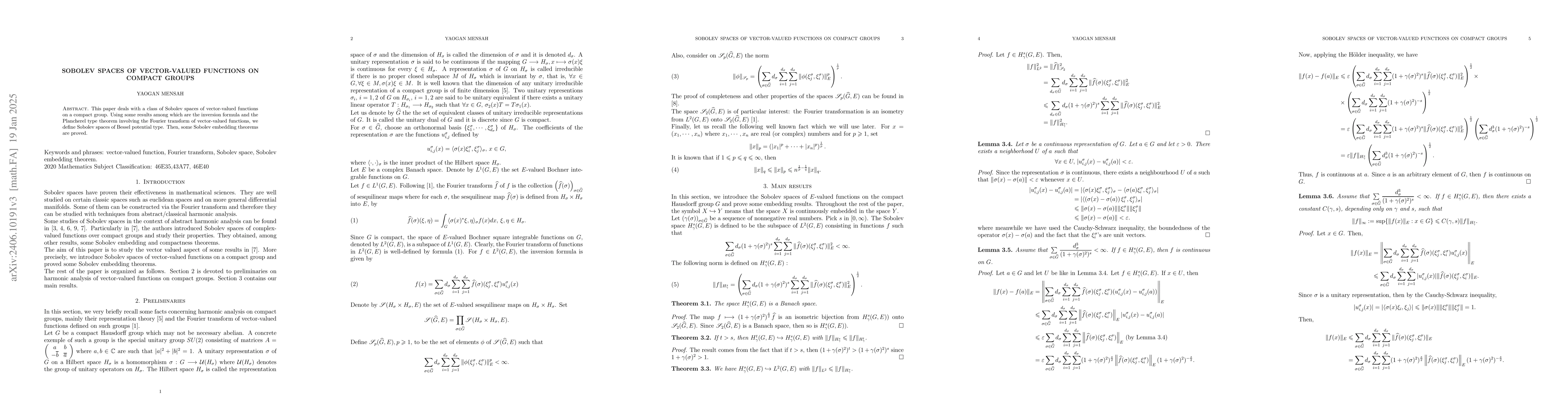 Thumbnail for Sobolev spaces of vector-valued functions on compact groups