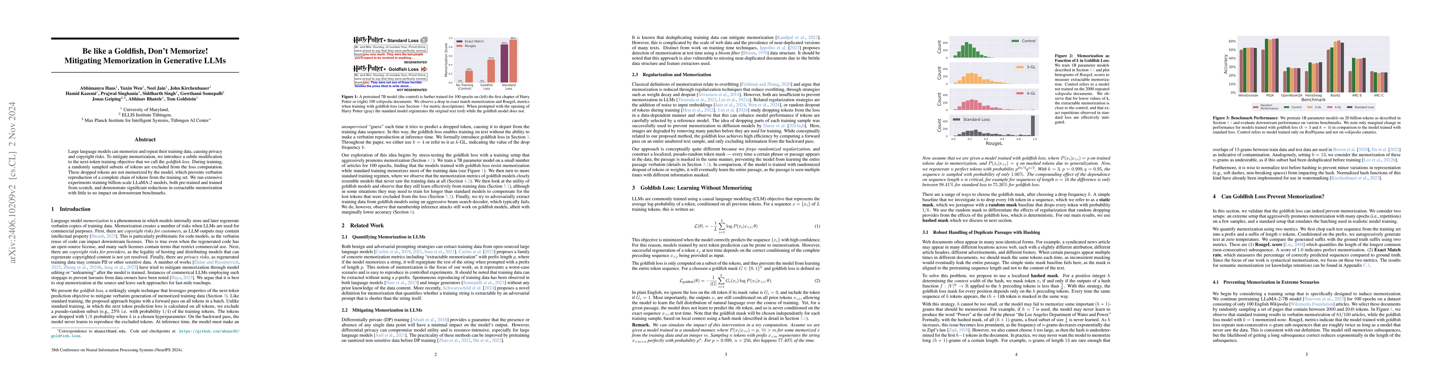 Thumbnail for Be like a Goldfish, Don't Memorize! Mitigating Memorization in
  Generative LLMs