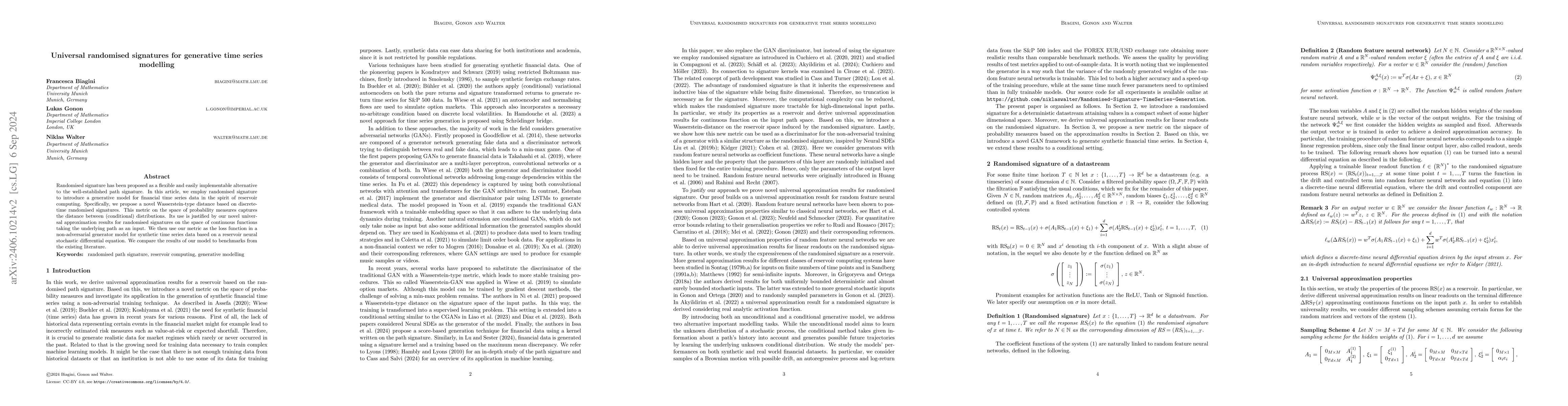 Thumbnail for Universal randomised signatures for generative time series modelling