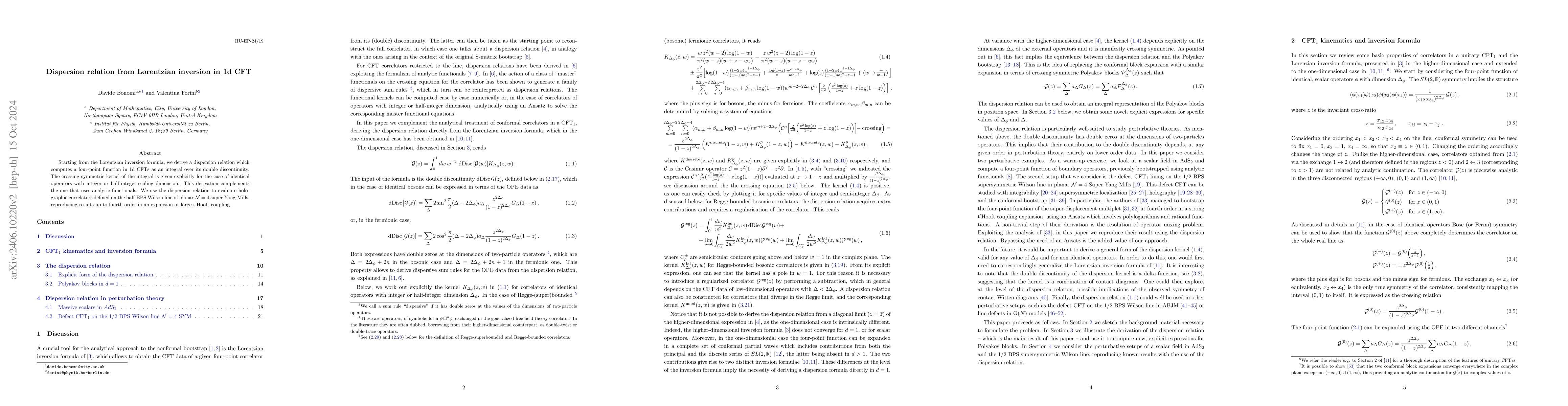 Thumbnail for Dispersion relation from Lorentzian inversion in 1d CFT