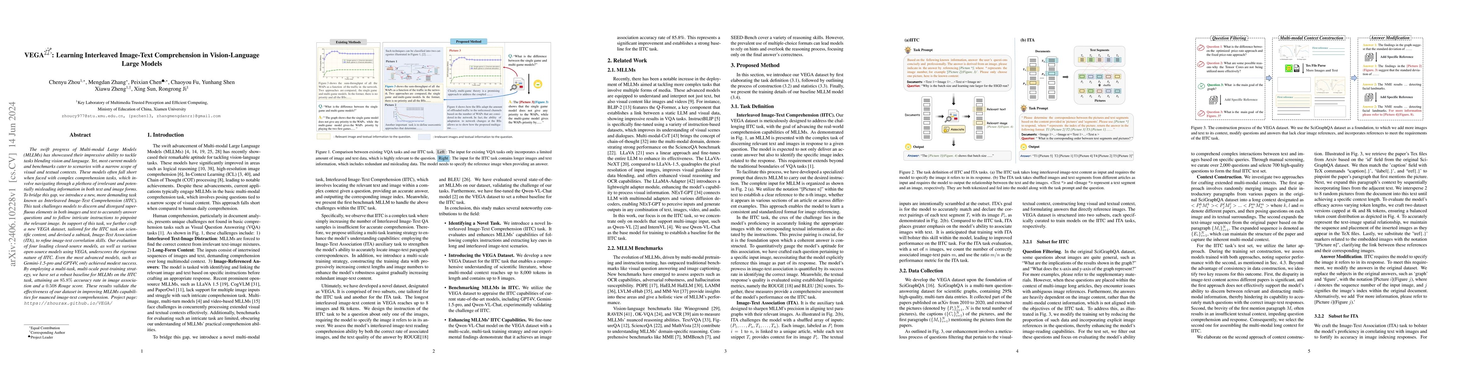 Thumbnail for VEGA: Learning Interleaved Image-Text Comprehension in Vision-Language
  Large Models