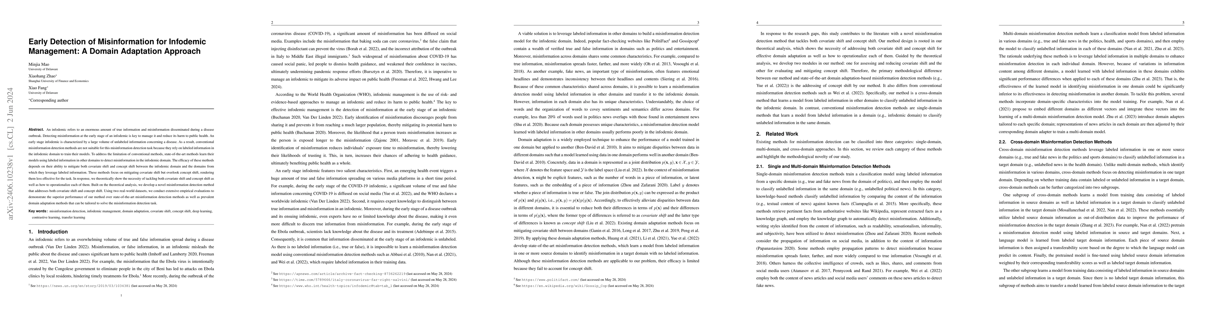 Thumbnail for Early Detection of Misinformation for Infodemic Management: A Domain
  Adaptation Approach