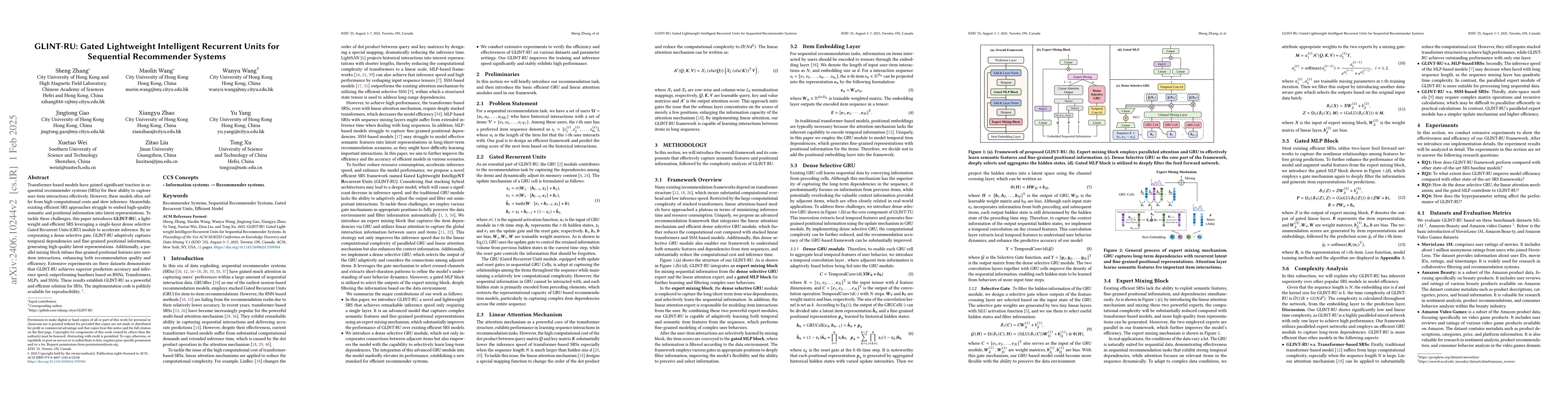 Thumbnail for GLINT-RU: Gated Lightweight Intelligent Recurrent Units for Sequential
  Recommender Systems