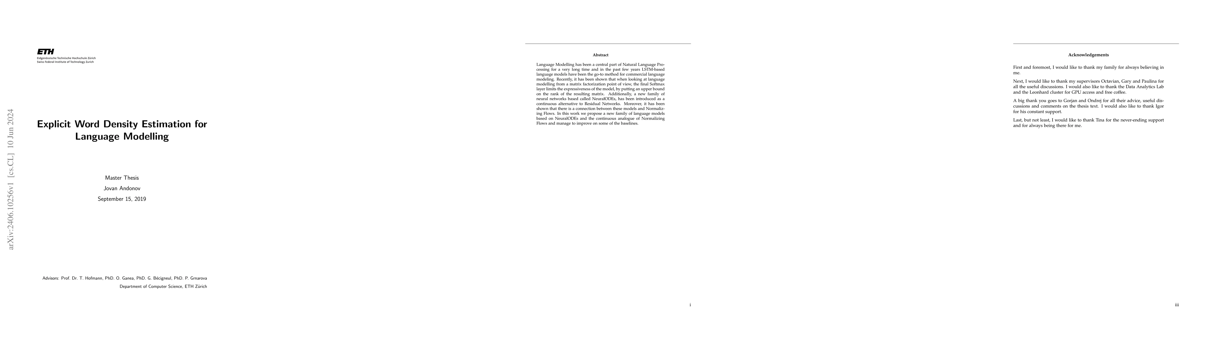 Thumbnail for Explicit Word Density Estimation for Language Modelling