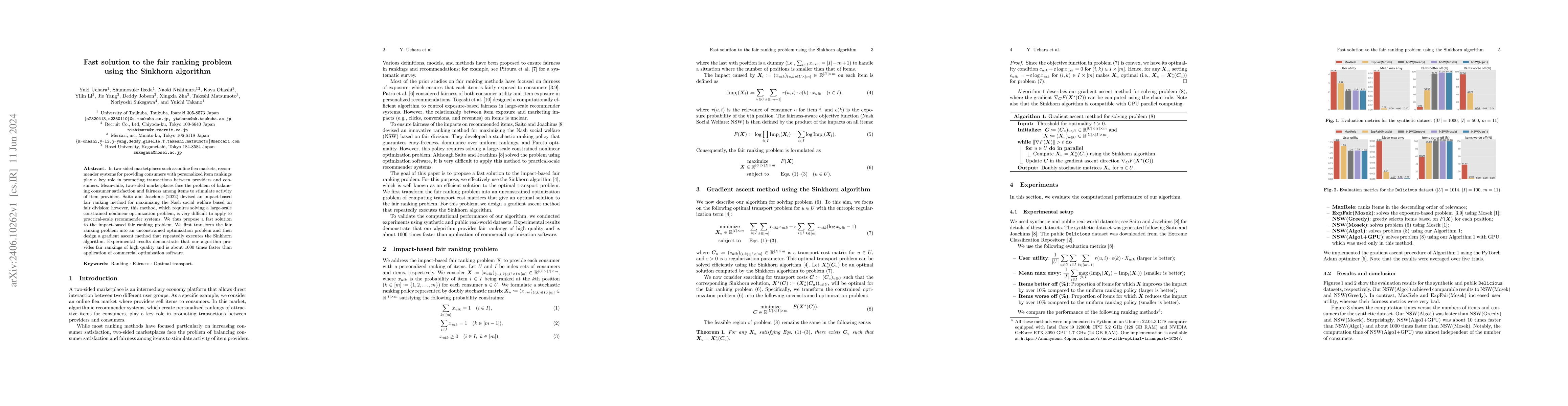 Thumbnail for Fast solution to the fair ranking problem using the Sinkhorn algorithm