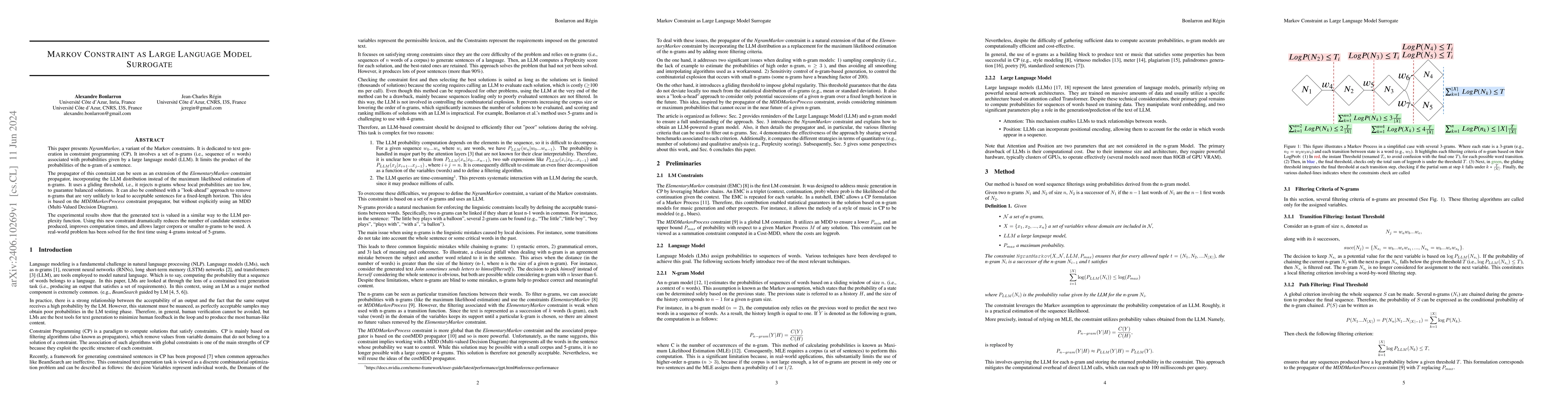 Thumbnail for Markov Constraint as Large Language Model Surrogate