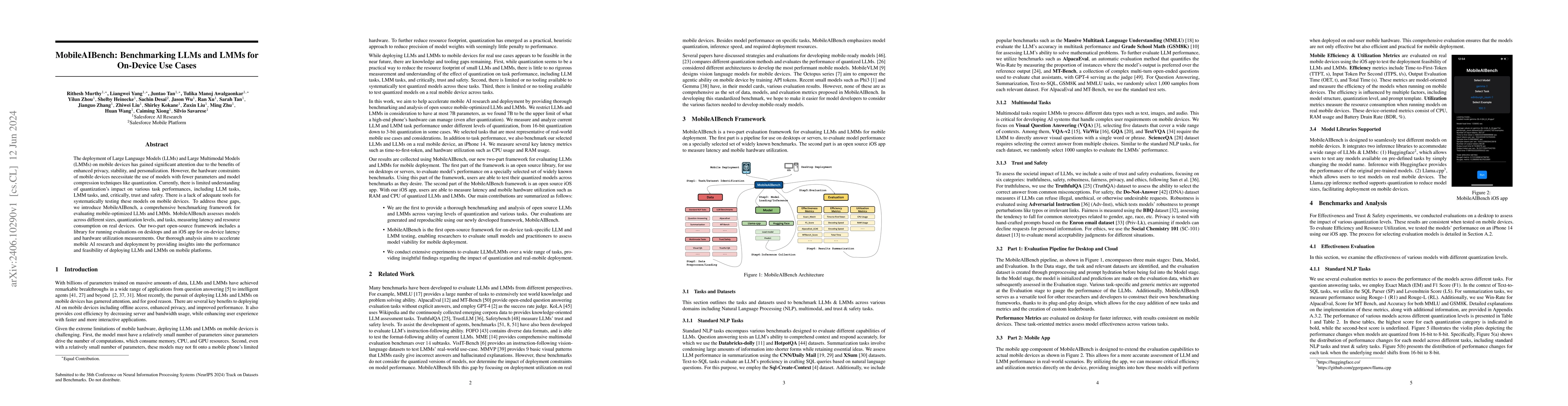Thumbnail for MobileAIBench: Benchmarking LLMs and LMMs for On-Device Use Cases