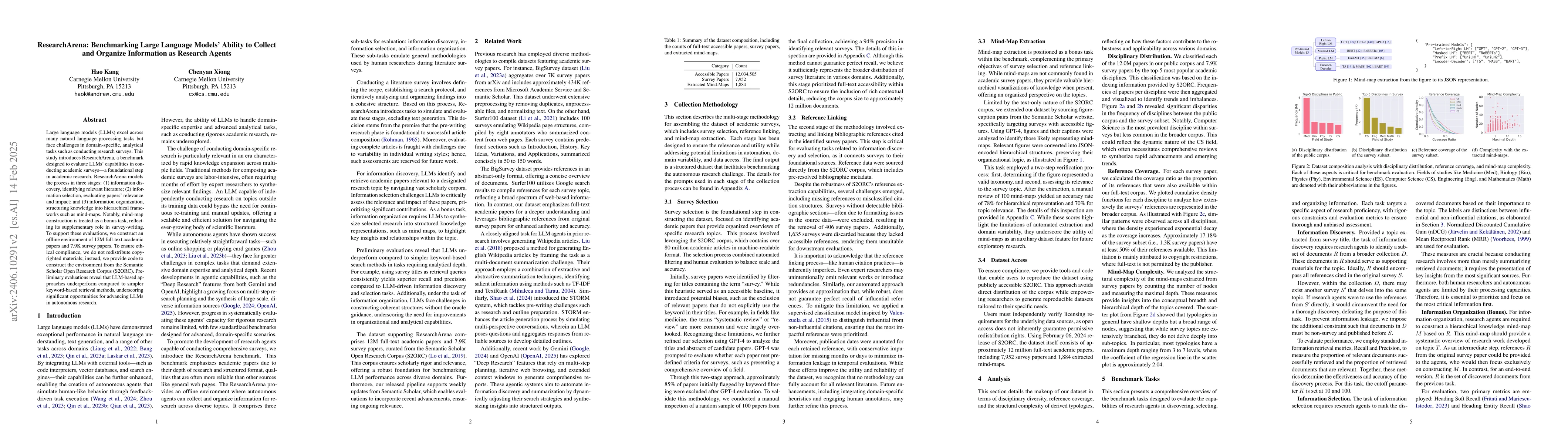 Thumbnail for ResearchArena: Benchmarking LLMs' Ability to Collect and Organize
  Information as Research Agents