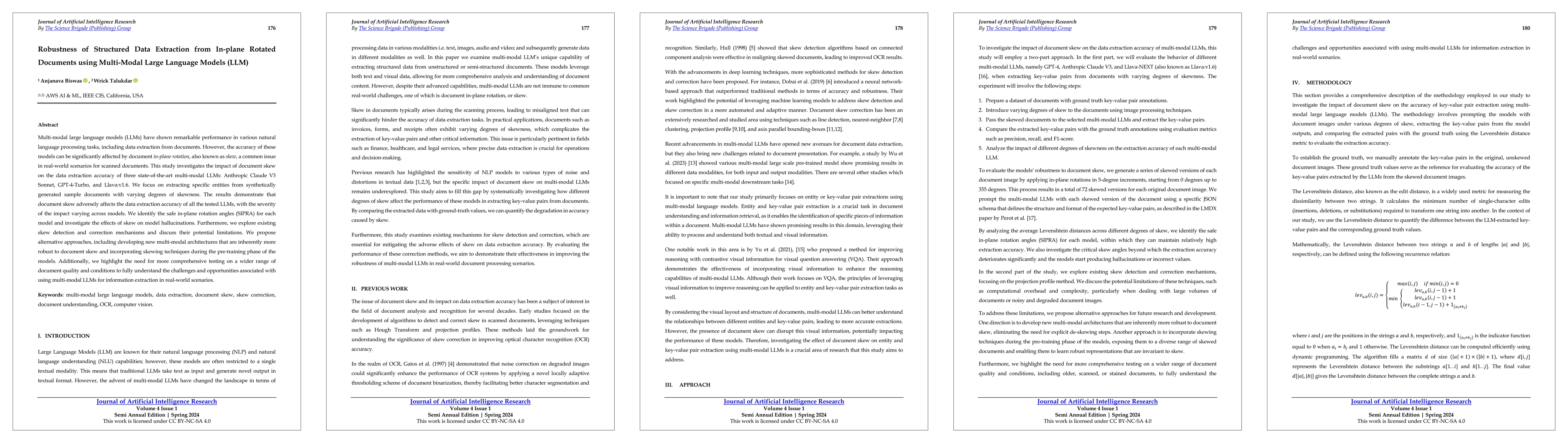 Thumbnail for Robustness of Structured Data Extraction from In-plane Rotated Documents
  using Multi-Modal Large Language Models (LLM)