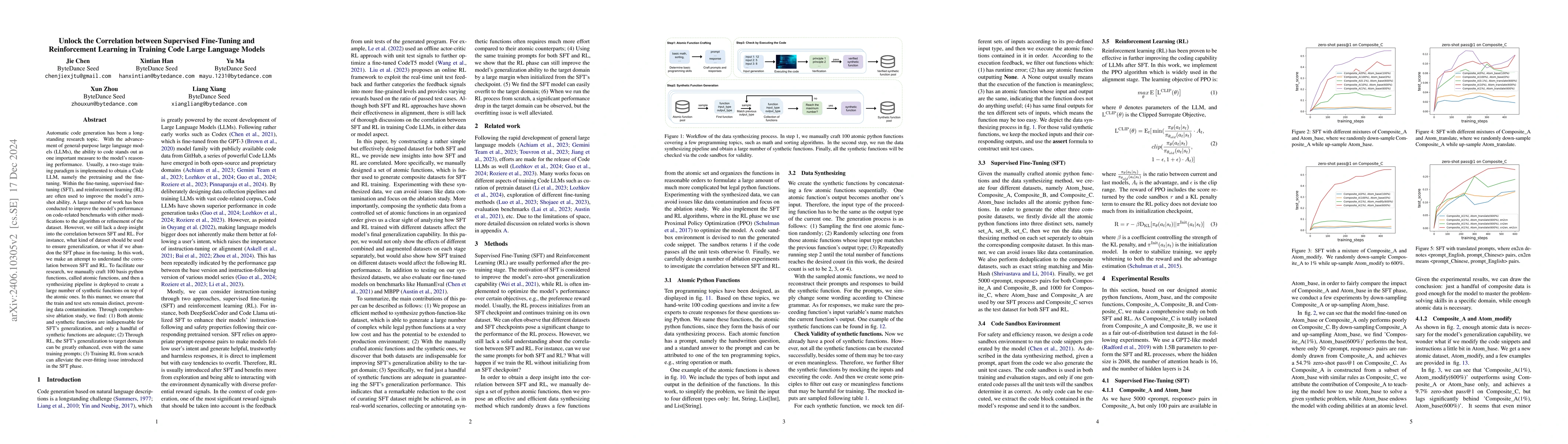 Thumbnail for Unlock the Correlation between Supervised Fine-Tuning and Reinforcement
  Learning in Training Code Large Language Models