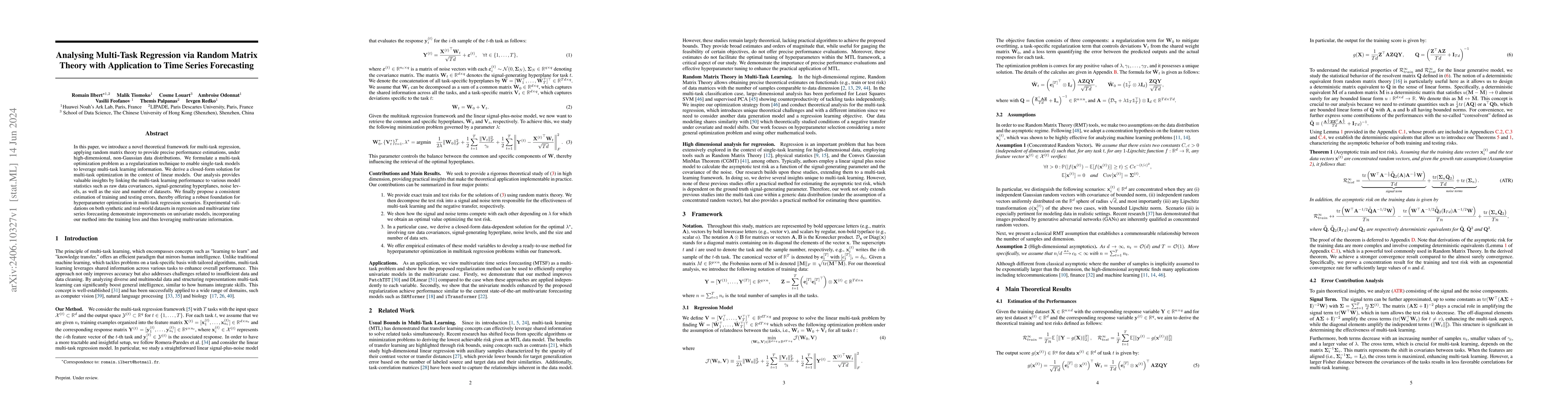 Thumbnail for Analysing Multi-Task Regression via Random Matrix Theory with
  Application to Time Series Forecasting