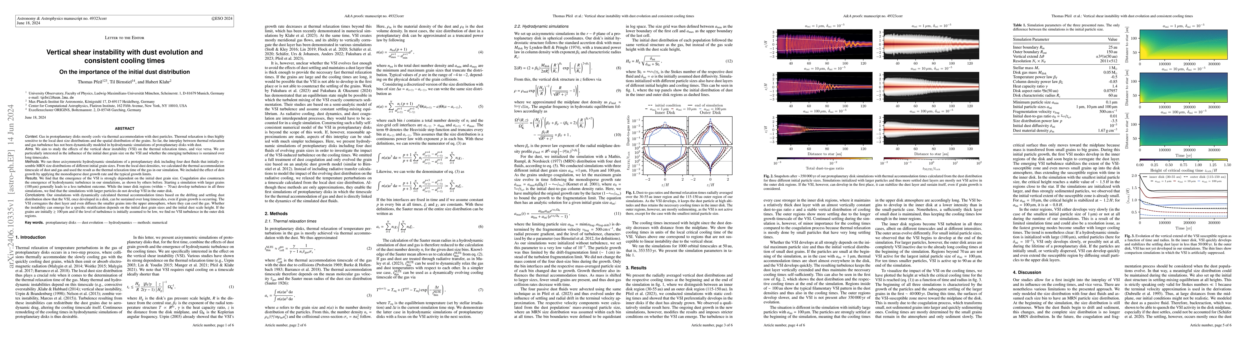 Thumbnail for Vertical shear instability with dust evolution and consistent cooling
  times. On the importance of the initial dust distribution