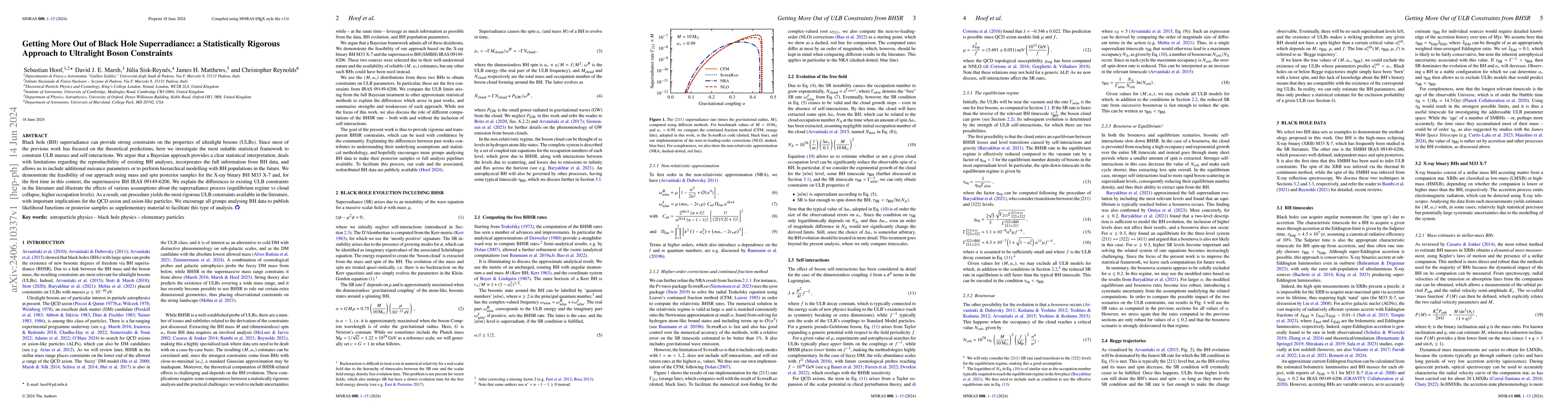 Thumbnail for Getting More Out of Black Hole Superradiance: a Statistically Rigorous
  Approach to Ultralight Boson Constraints