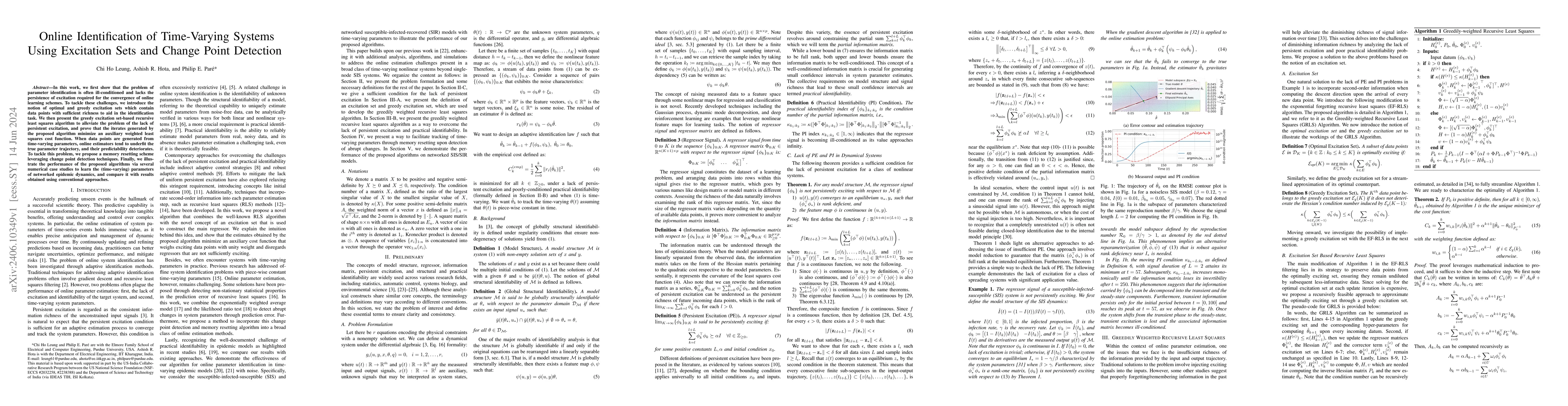 Thumbnail for Online Identification of Time-Varying Systems Using Excitation Sets and
  Change Point Detection
